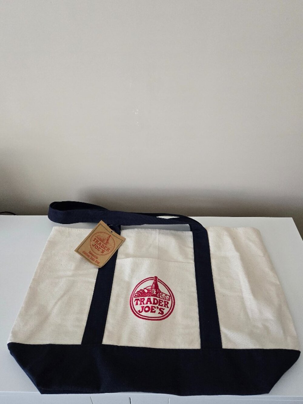 Trader Joe's Large Canvas Tote Bag Navy Blue - NWT